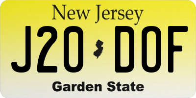 NJ license plate J20DOF