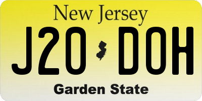 NJ license plate J20DOH