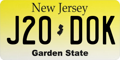 NJ license plate J20DOK