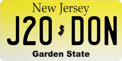 NJ license plate J20DON