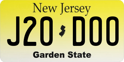 NJ license plate J20DOO