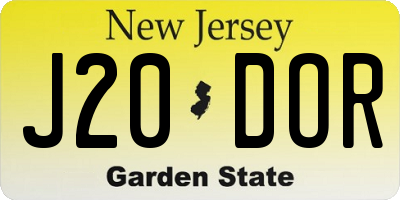 NJ license plate J20DOR