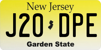 NJ license plate J20DPE