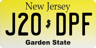 NJ license plate J20DPF