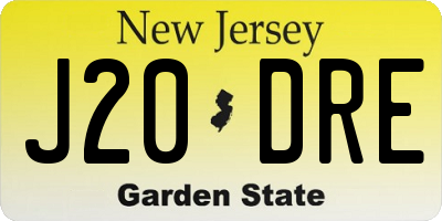 NJ license plate J20DRE