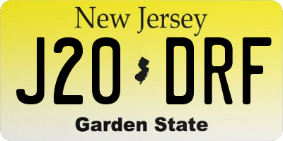 NJ license plate J20DRF