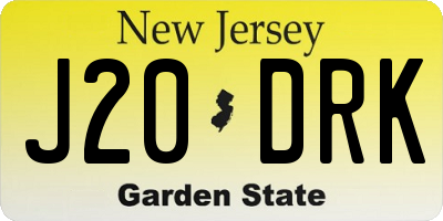 NJ license plate J20DRK