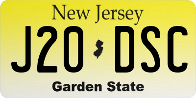 NJ license plate J20DSC
