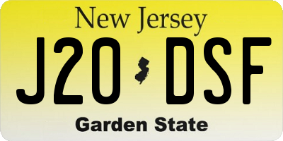 NJ license plate J20DSF