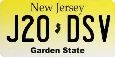 NJ license plate J20DSV