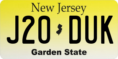 NJ license plate J20DUK