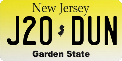 NJ license plate J20DUN