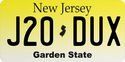 NJ license plate J20DUX