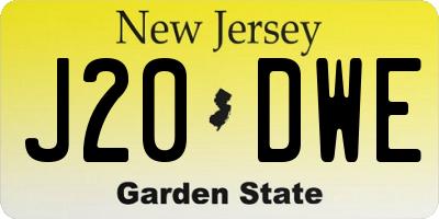 NJ license plate J20DWE