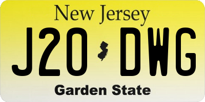NJ license plate J20DWG