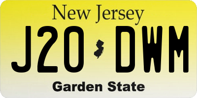 NJ license plate J20DWM