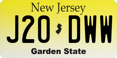 NJ license plate J20DWW