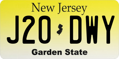 NJ license plate J20DWY