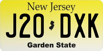 NJ license plate J20DXK