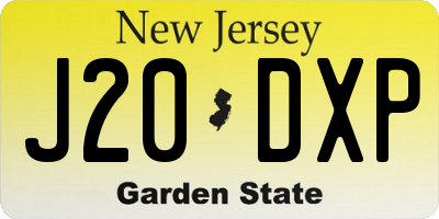 NJ license plate J20DXP