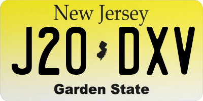 NJ license plate J20DXV
