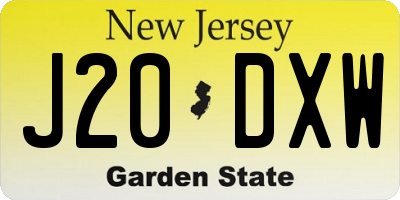 NJ license plate J20DXW