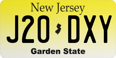 NJ license plate J20DXY