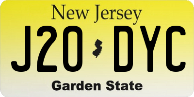 NJ license plate J20DYC