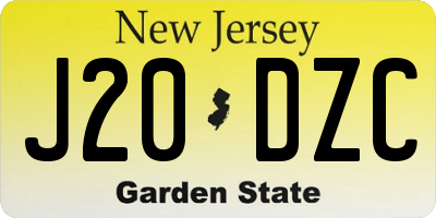 NJ license plate J20DZC