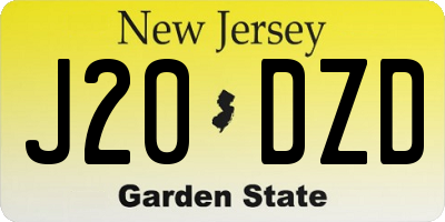 NJ license plate J20DZD