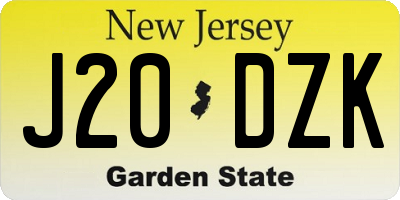NJ license plate J20DZK