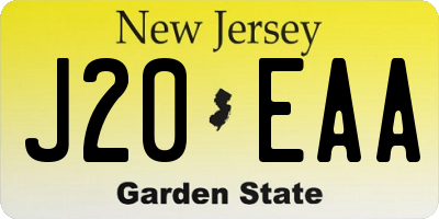 NJ license plate J20EAA