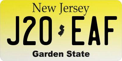 NJ license plate J20EAF