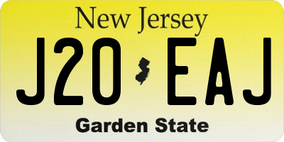 NJ license plate J20EAJ