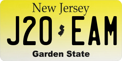 NJ license plate J20EAM