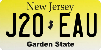 NJ license plate J20EAU