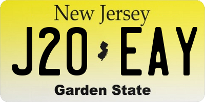 NJ license plate J20EAY