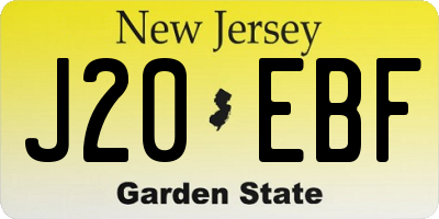 NJ license plate J20EBF