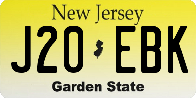 NJ license plate J20EBK
