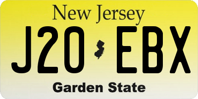 NJ license plate J20EBX