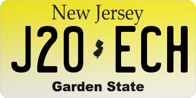 NJ license plate J20ECH