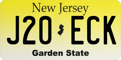 NJ license plate J20ECK
