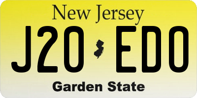 NJ license plate J20EDO