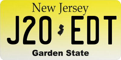 NJ license plate J20EDT
