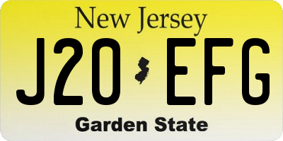 NJ license plate J20EFG