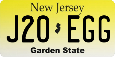 NJ license plate J20EGG