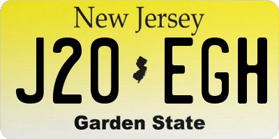 NJ license plate J20EGH