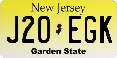 NJ license plate J20EGK