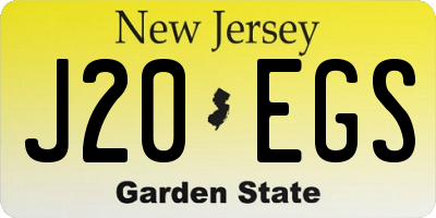 NJ license plate J20EGS