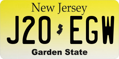 NJ license plate J20EGW